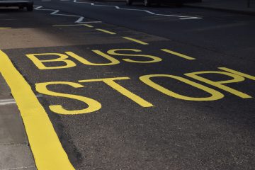 Bus stop road markings