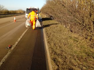 Litter picking on A180