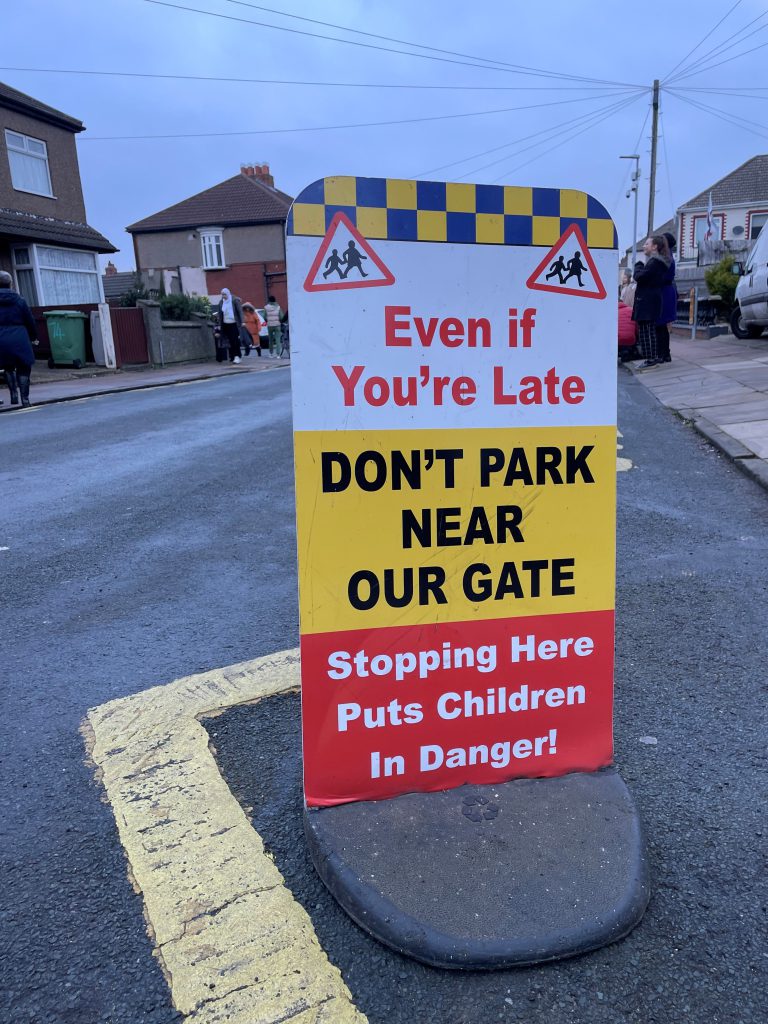 An a-board outside a school