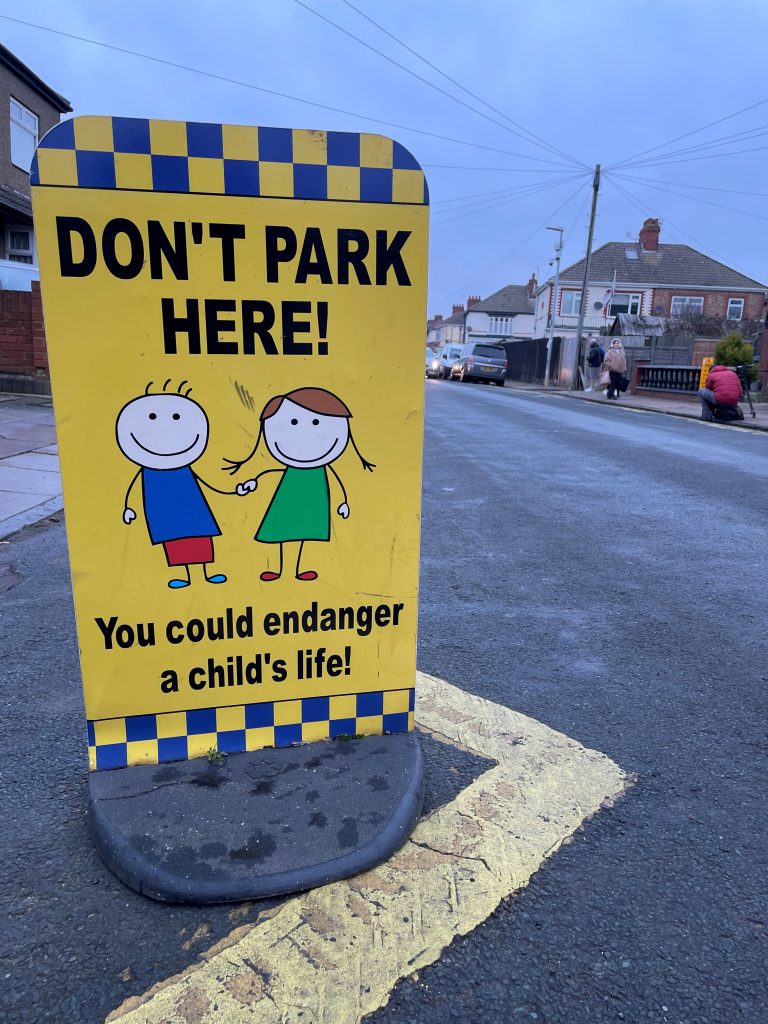 An a-board outside a school