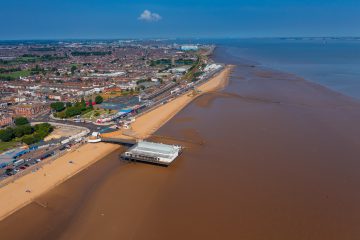 Aerial view of Cleethorpes beach