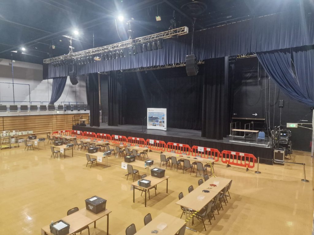 Grimsby Auditorium before the ballot boxes arrive