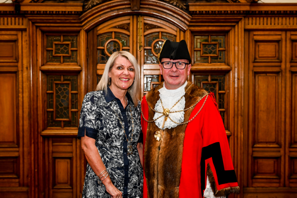 Mayor Ian Lindley with the Mayoress