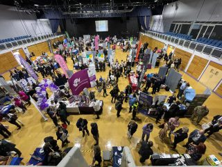 An overhead shot of the Skills Fair