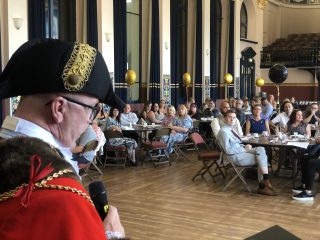 A photo of the Mayor making a speech at the SEND Awards event.