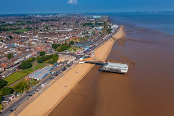 A drone image of Cleethorpes beach taken by Double Red.