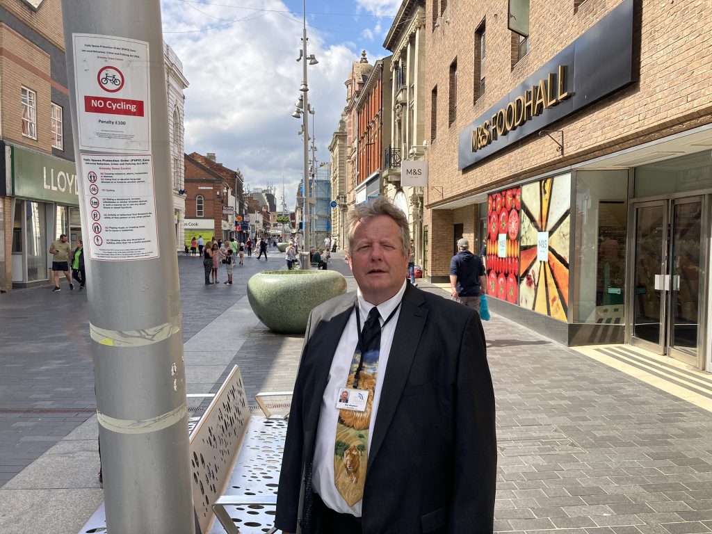 Cllr Ron Shepherd in Grimsby Town Centre