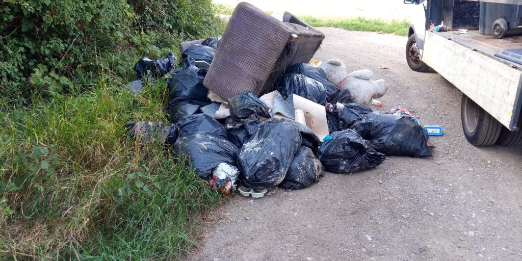 Fly-tipping found in a lane in Immingham