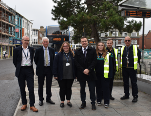 A group photo outside Riverhead Bus Exchange