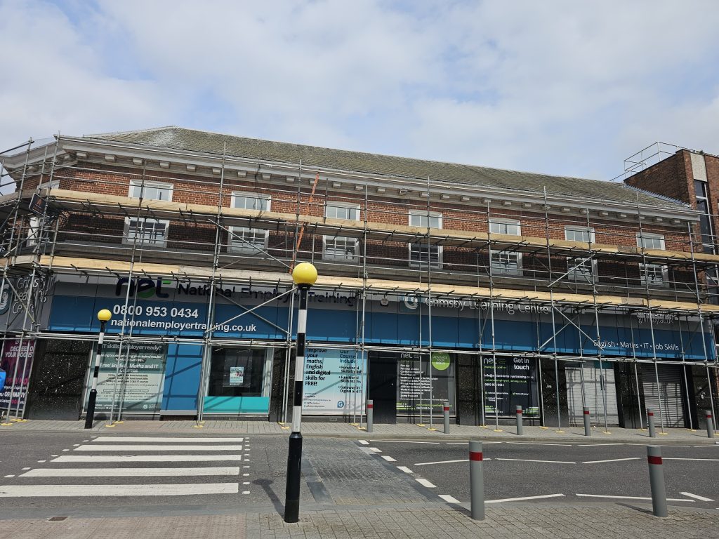 Grimsby Learning Centre with scaffolding