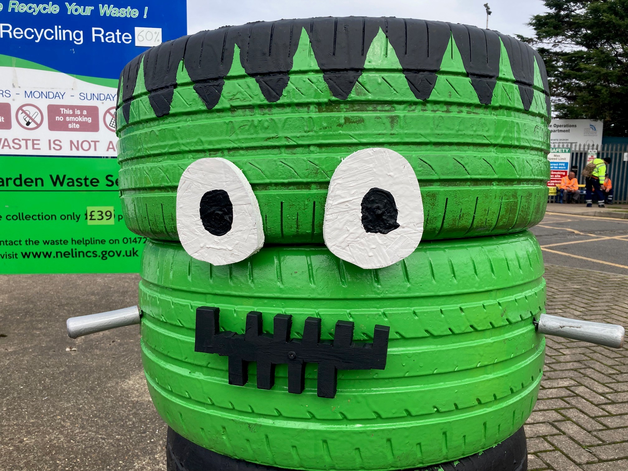 Frankenstein's monster made of tyres