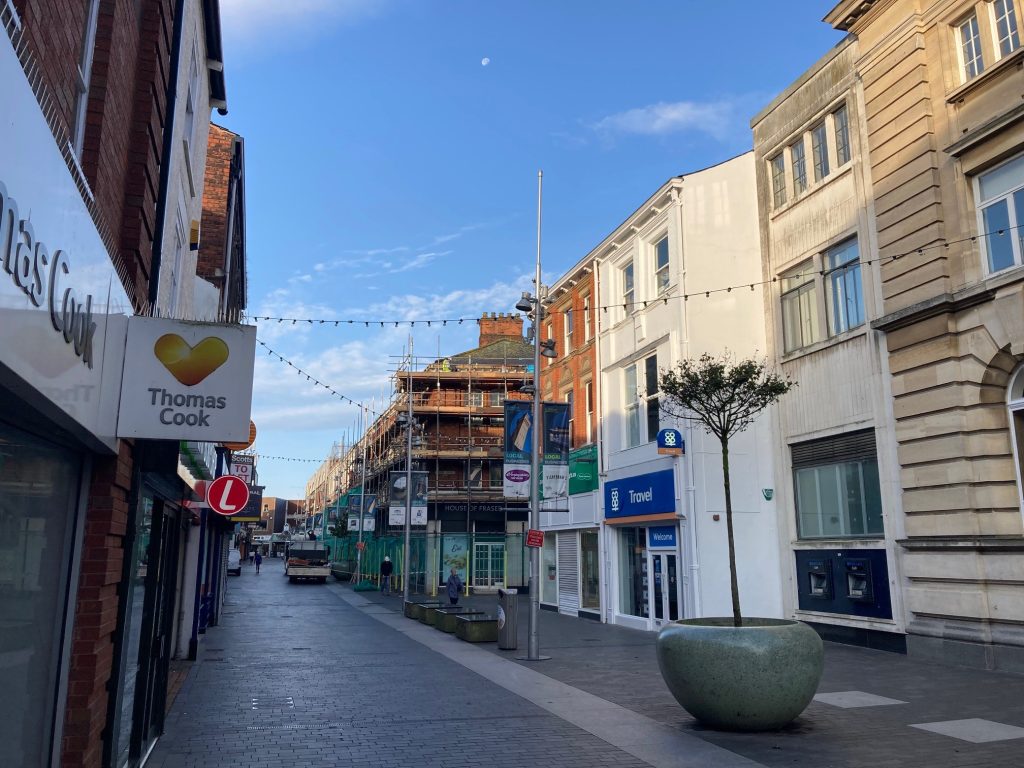 House of Fraser with scaffolding