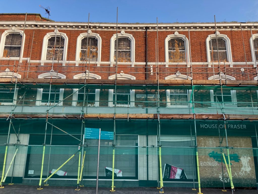 House of Fraser with scaffolding