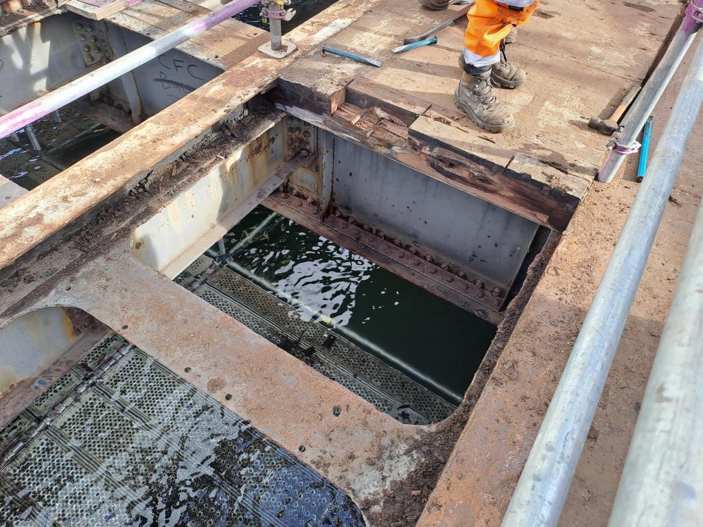 Removal of timber decking on the lifting section