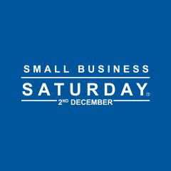 Words "Small Business Saturday 2nd December" on a blue background