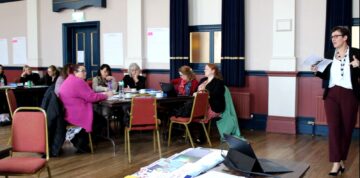 People training in a room