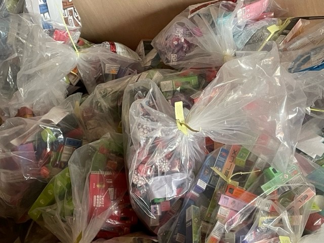 Seized illegal vapes