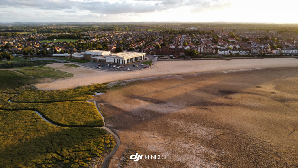 Drone shot over Cleethorpes beach