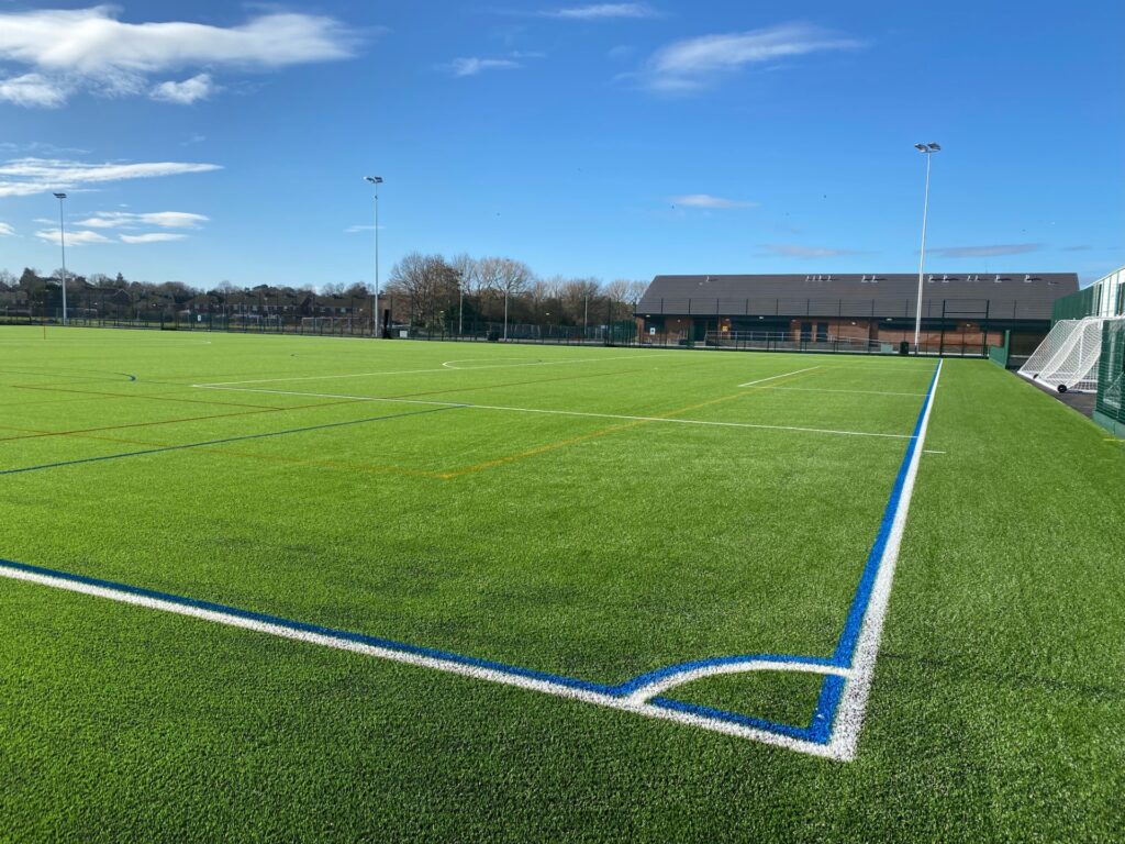 Clee Fields new football pitch with Pavilion in the background