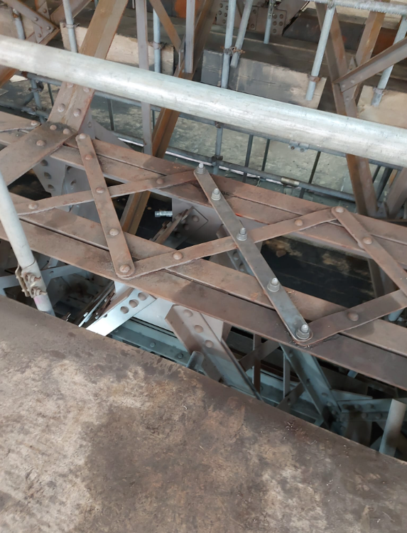 A photo showing repair work to spans 2 and 3