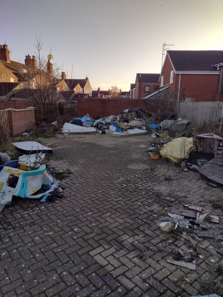 The litter and materials that were cleared at Oxford Court