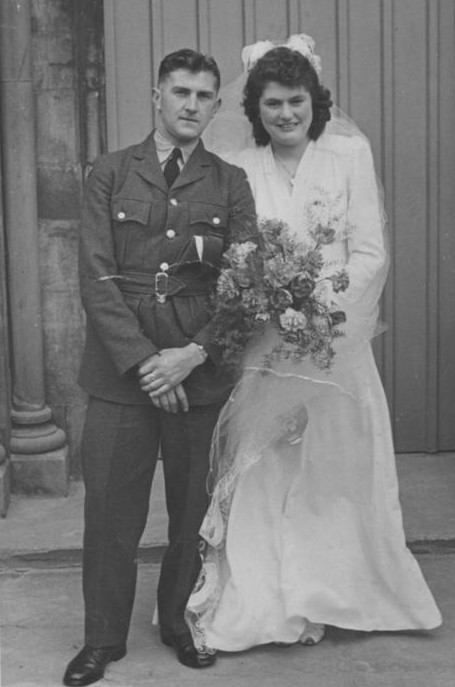 Bride and groom, black and white picture