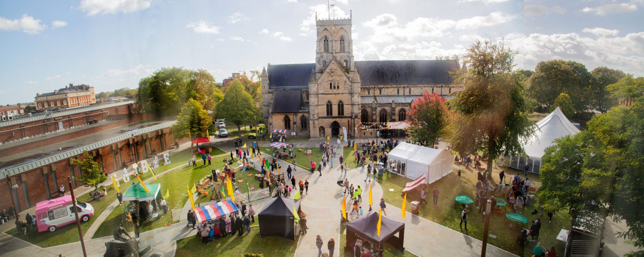 Edible Grimsby event and stalls at St. James Square in Grimsby.