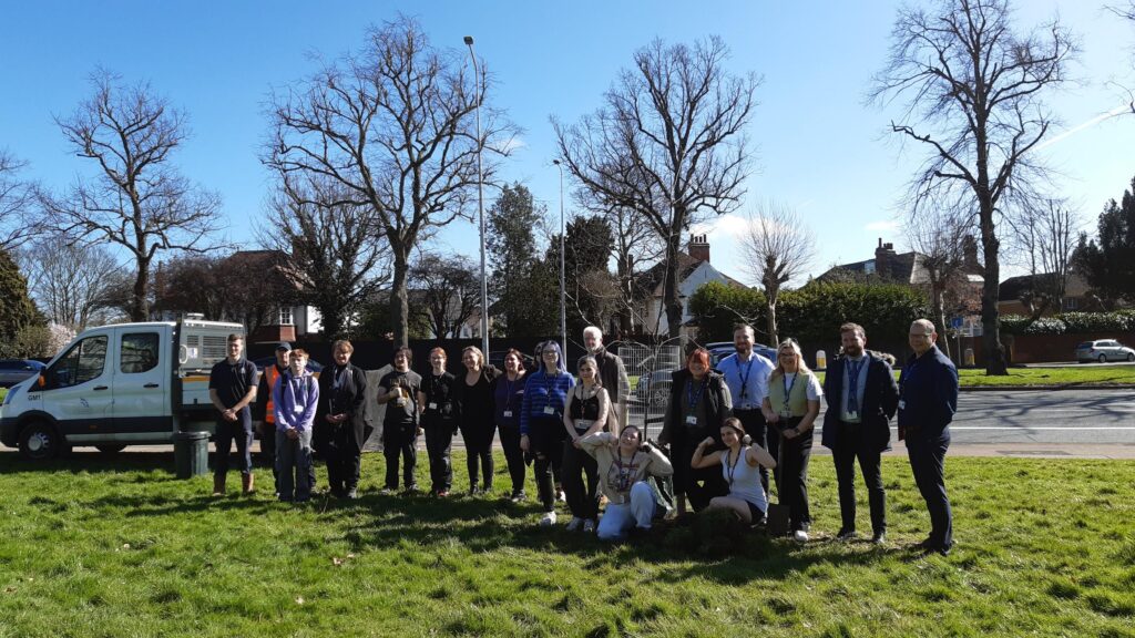 Tree planting by staff and students at Grimsby Institute