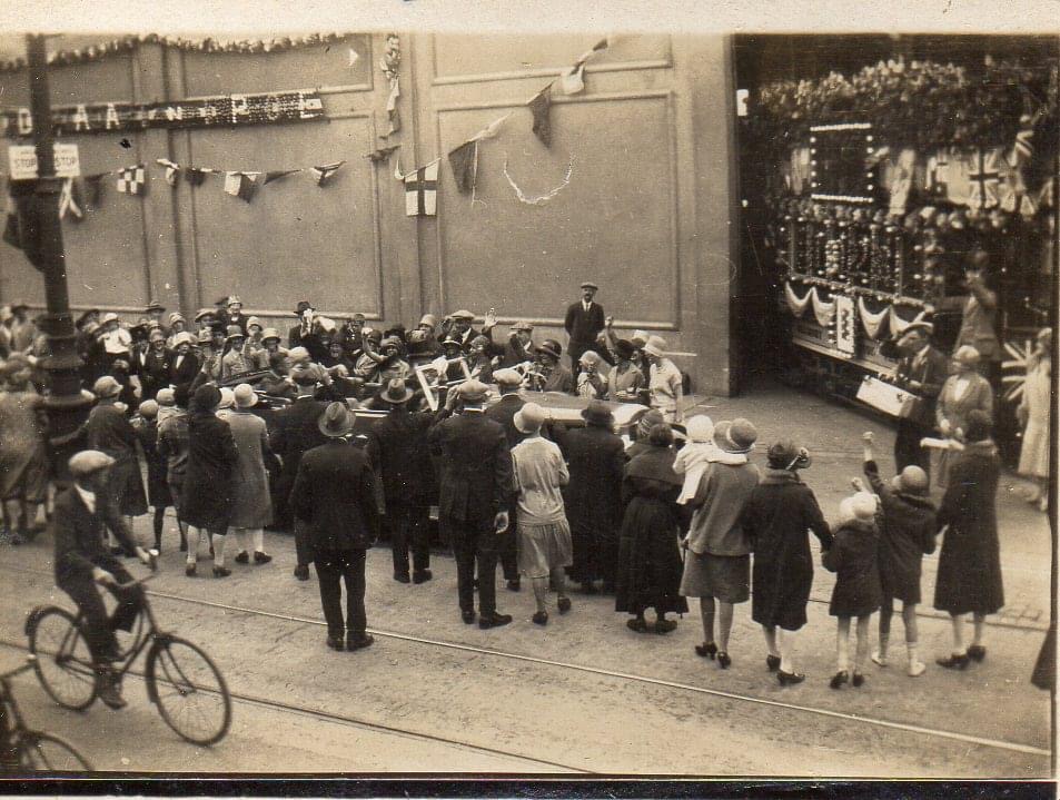 A photo thought to depict the Prince of Wales passing the depot on their way to open Corporation Rd Bridge