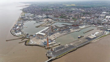 An aerial shot of Grimsby and the docks