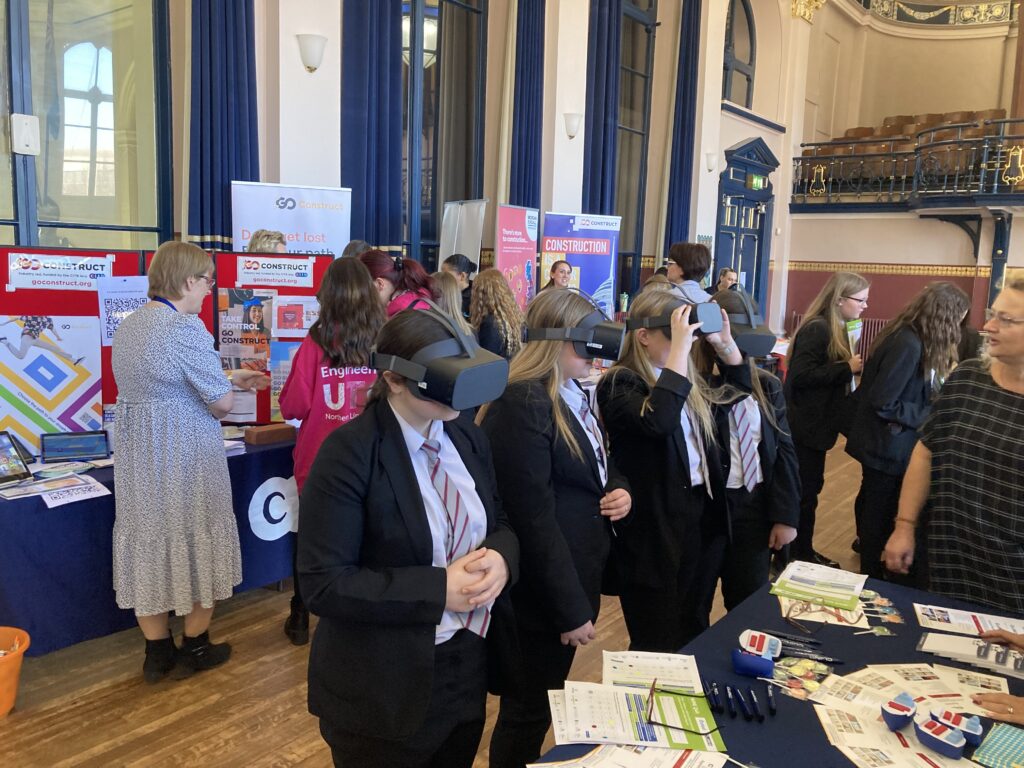 Students at the stalls at the Women into Manufacturing and Engineering event in Grimsby