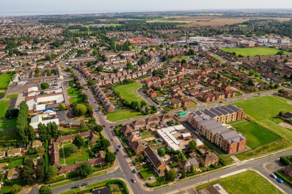 Aerial shot of housing in North East Lincolnshire 