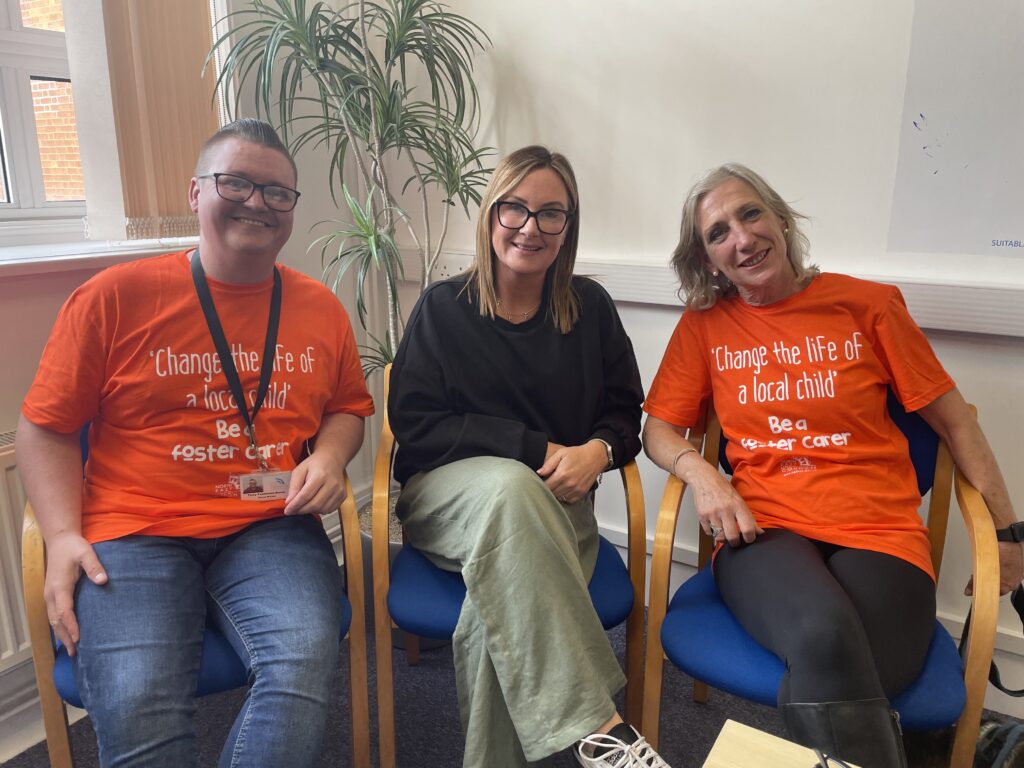 A photo of members of the Council's fostering team and a foster carer during a Facebook Live Q&A