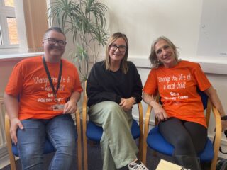 A photo of members of the Council's fostering team and a foster carer during a Facebook Live Q&A