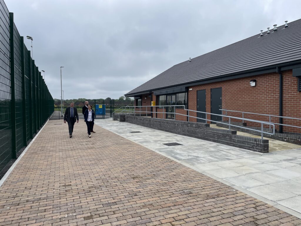 Cllr Philip Jackson and Kate Conway at Clee fields pavilion