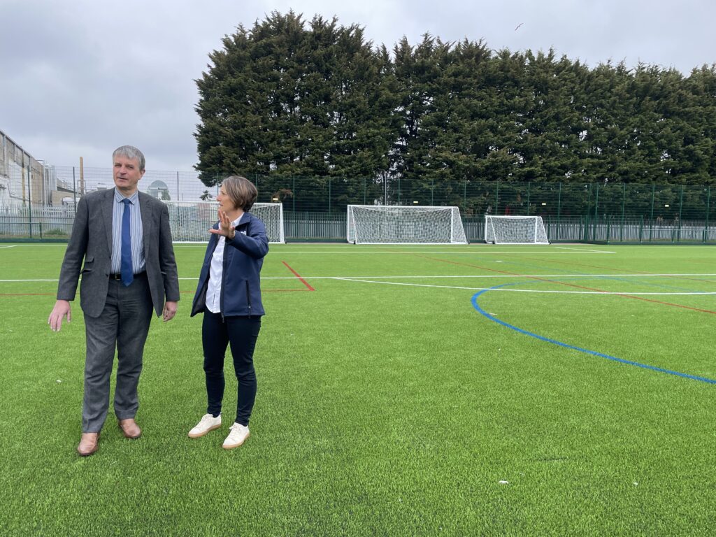 Cllr Philip Jackson and Kate Conway at Clee fields