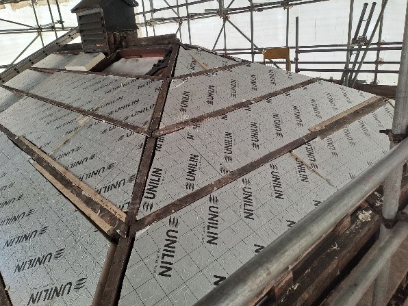 A photo of the control room roof repairs
