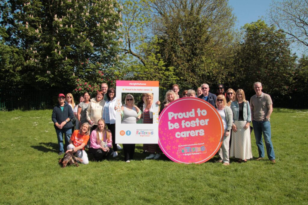 A photo of foster carers, members of the fostering team and council officers at the family fun day