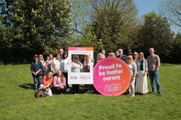 A photo of foster carers, members of the fostering team and council officers at the family fun day