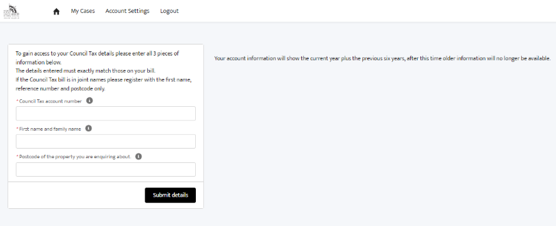 MyNelincs council tax screenshot