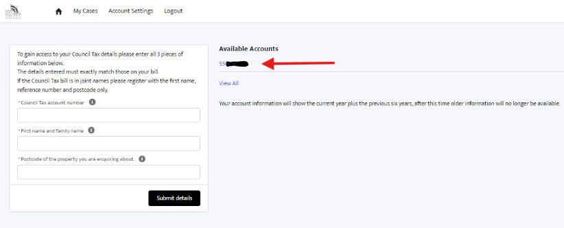 MyNelincs council tax information screenshot