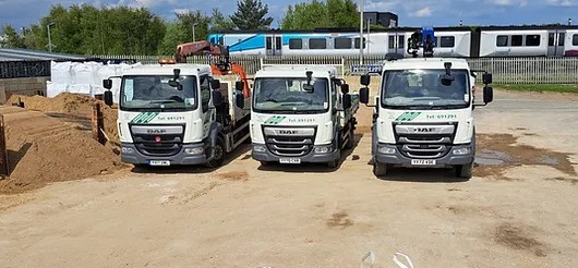 Three lorries lined up from Cleethorpes Builders Merchants