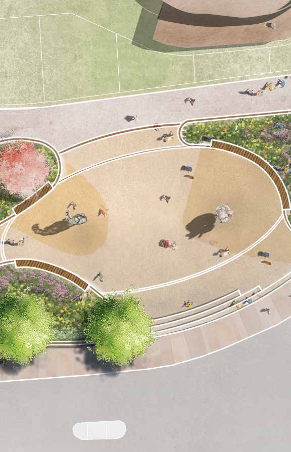 Section of an artist impression of Pier Garden from above, showing Memorial Area