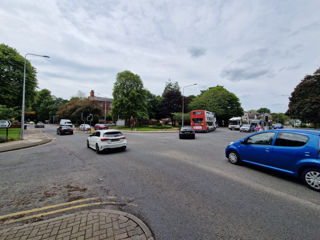 Cars driving across Bargate junction