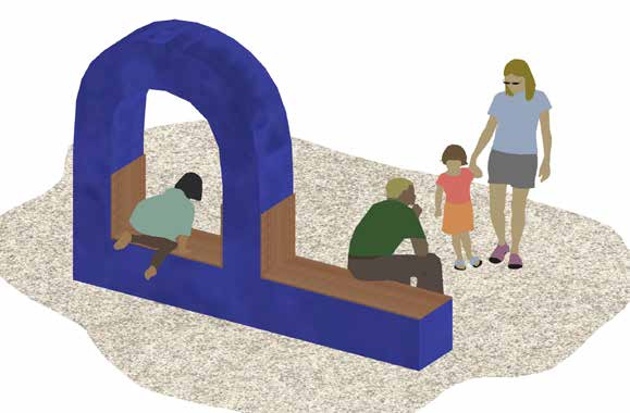 Artist impression of rounded seating with people sitting