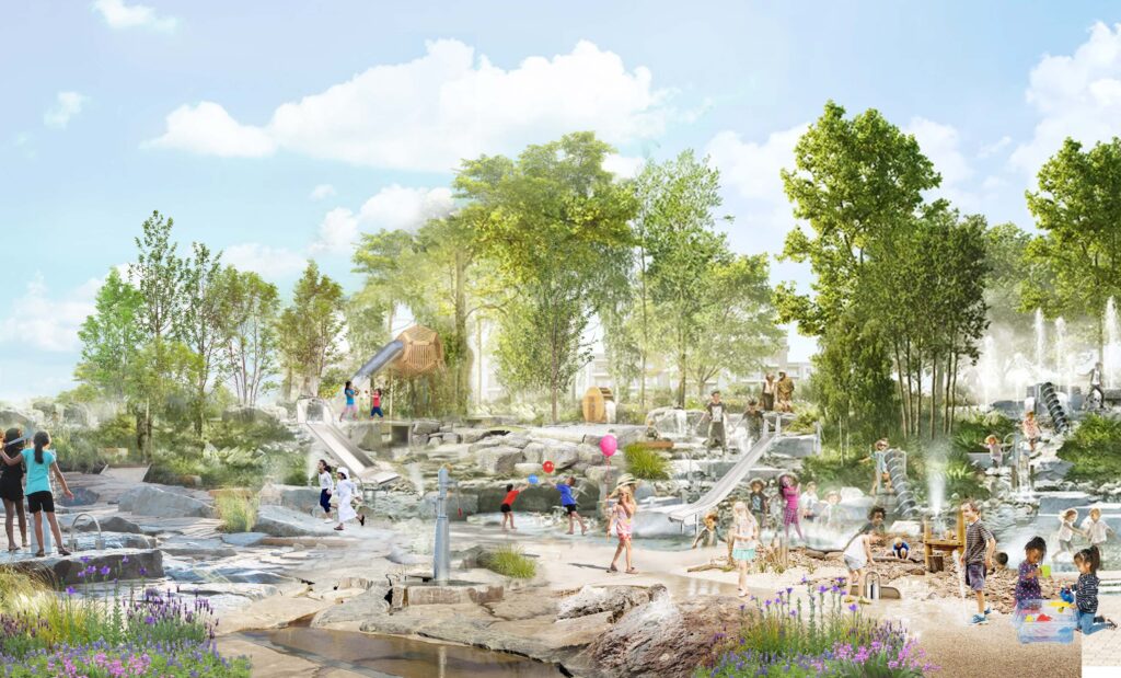Water play area in Pier Gardens artist impression