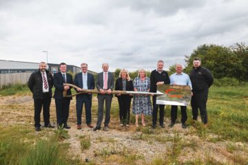 A photo of the contractors with representatives from the council and academy trust.