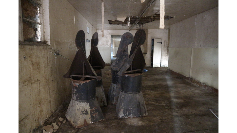 Peterson's building - before renovation - cowls being stored