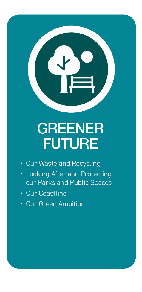 Greener Place. •Our Waste and Recycling
•Looking After and Protecting our Parks and Public Spaces
•Our Coastline
•Our Green Ambition
