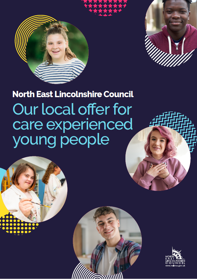 Front cover of the care-leavers local offer document, showing images of teenagers smiling